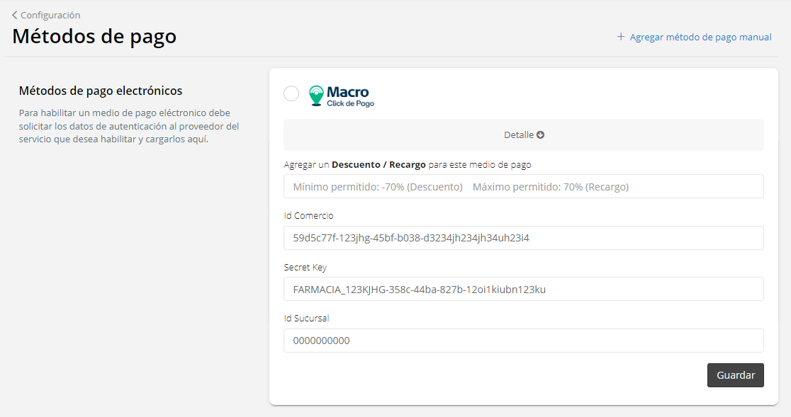 macroclick tiendastic configuracion